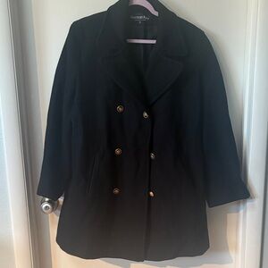 Herman Kay Black Wool Double-Breasted Women's Coat
